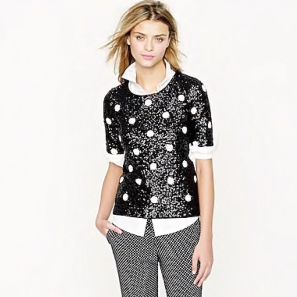 J.Crew Sequin Polka Dot Top